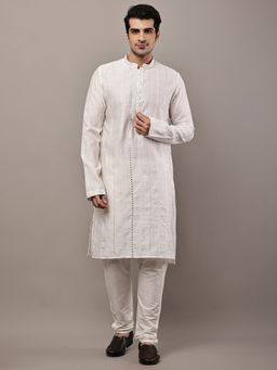 MULTI SHADES - White Regular Embroidered Kurta