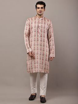 MULTI SHADES - Beige Regular Textured Kurta