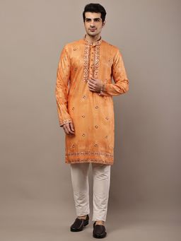 MULTI SHADES - Orange Regular Floral Kurta