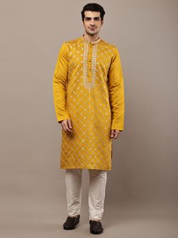 MULTI SHADES - Yellow Regular Embroidered Kurta