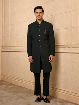 TASVA - Dark Green Indo-Western Sherwani with Trouser