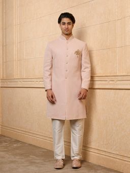 TASVA - Pink Embroidered Indo-Western Sherwani with Kurta and Trouser