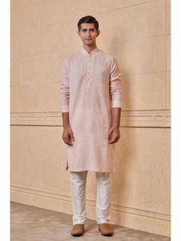 TASVA - Pink Textured Embroidery Detailing Kurta with Pant