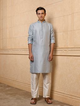 TASVA - Light Blue Jacquard Kurta with Pant