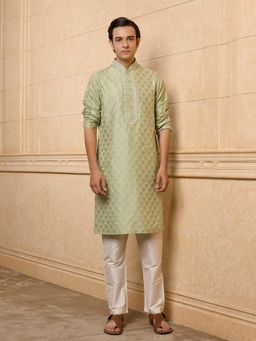 TASVA - Green Jacquard Kurta with Pant