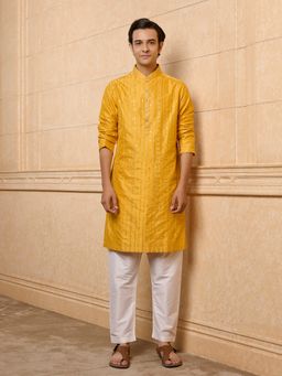 TASVA - Yellow Och Embroidered Kurta with Pant