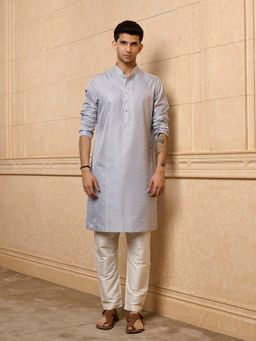 TASVA - Light Grey Jacquard Kurta with Pant