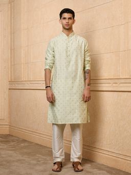 TASVA - Light Green Jacquard Kurta with Pant