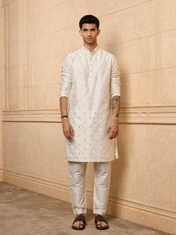 TASVA - White Embroidered Kurta with Pant