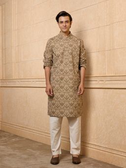 TASVA - Gold Printed Kurta with Pant