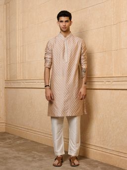 TASVA - Nude Jacquard Kurta with Pant