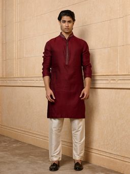 TASVA - Wine Jacquard Kurta with Pant