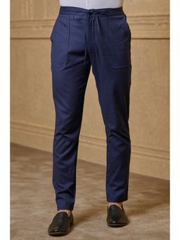 TASVA - Navy Blue Solid Regular Fit Pant