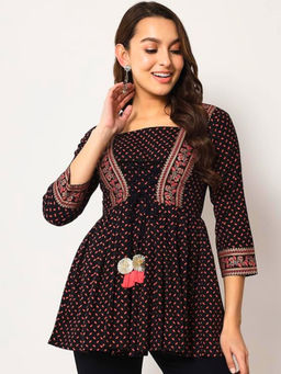 Atha Fashion - Velvet Rose Printed Short Kurti