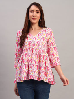 Atha Fashion - Celeste Bloom Floral Printed Kurti - Pink