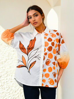 Atha Fashion - Aurette Petals Shirt - Orange