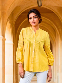 Atha Fashion - Aurela Bloom Embroidered Kurti - Yellow