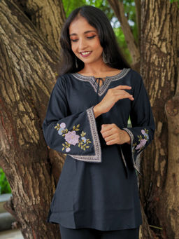 Atha Fashion - Blossom Belle Kurti - Black