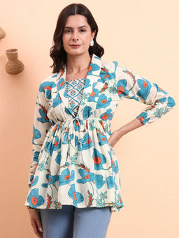 Atha Fashion - Cloudy Petals Jacket Peplum Kurti