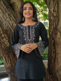 Atha Fashion - Bellflower Short Kurti - Black