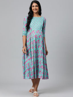 Swishchick - Aqua Maternity Dress with Concealed Feeding Zip