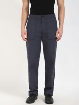 Calvin Klein - Blue Relaxed-Fit Solid Mid Rise Trouser