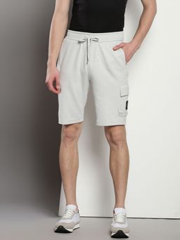Calvin Klein - Regular Fit Solid/Plain Mid Rise Grey Shorts