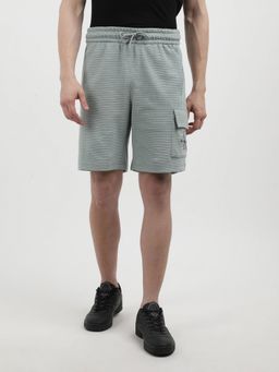 Calvin Klein - Regular Fit Textured Mid Rise Green Shorts
