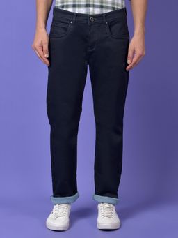 CRIMSOUNE CLUB - Men's Navy Blue Straight Jeans