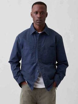 GAP - Navy Blue Men's Spread Collar Shacket