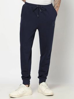 GAP - Navy Blue Men Logo Print Mid Rise Joggers