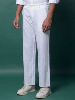 CRIMSOUNE CLUB - Men'S White Linen Trousers