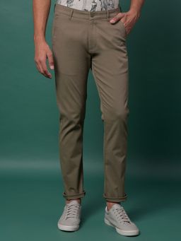 CRIMSOUNE CLUB - Men'S Khaki Solid Trousers