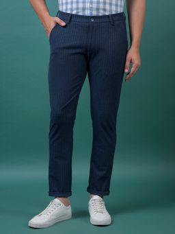 CRIMSOUNE CLUB - Men'S Navy Blue Vertical Stripes Trousers