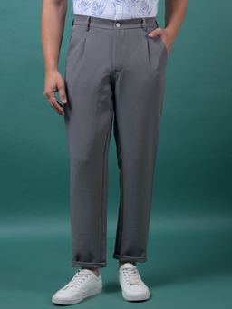 CRIMSOUNE CLUB - Men'S Grey Korean Fit Trousers