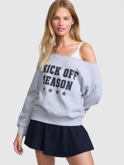 Victoria's Secret - Pink Ivy Fleece Off Shoulder Grey Sweatshirt (XL)