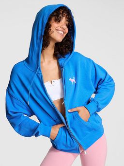 Victoria's Secret - Pink Ivy Fleece Campus Full-Zip Blue Hoodie