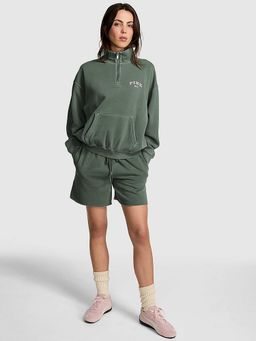 Victoria's Secret - Pink Ivy Fleece Quarter-Zip Green Sweatshirt