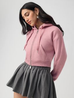 The Souled Store - Femme Pink Women Cropped Oversized Hoodie