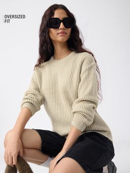 The Souled Store - Sandstone Beige Women Oversized Sweater