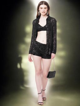 ASHTAG - Black Sequin Mini Cycling Shorts