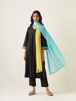 Vinusto - Embroidered Kalidar Kurta with Pant and Dupatta (Set of 3)