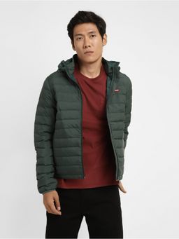 Levi's - Men Green Hooded Quilted Jacket