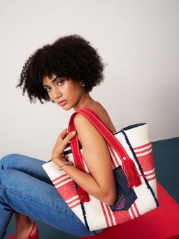 ETCETERA - Madras Denim Large Travel Tote Bag