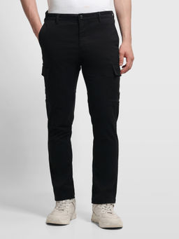 Arrow Sports - Men's Black Straight Fit Twill Cargo Trouser