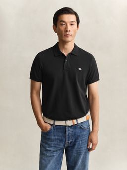 GANT - Men Black Slim Fit Pique Polo T-Shirt