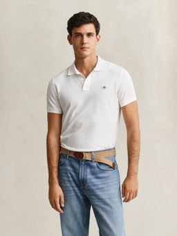 GANT - Men White Slim Fit Pique Polo T-Shirt