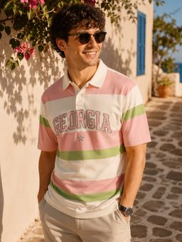 MANIAC - Mens Striped Half Sleeve Oversized Fit T-Shirt