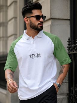 MANIAC - Mens Typography Raglan Oversized Polo T-Shirt