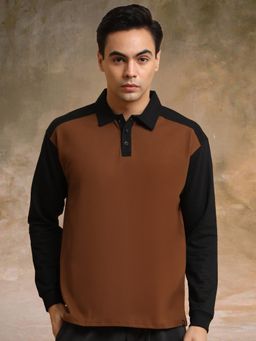 MANIAC - Men Colorblock Full Sleeve Oversized T-Shirt